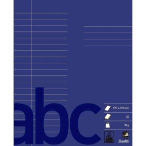Bantex Skolehfte - 17x21 cm linjeret - 20 linjer - 32 blade - rd - Ecolabel