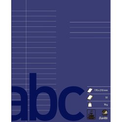 Bantex Skolehfte - 17x21 cm linjeret - 20 linjer - 32 blade - Mrk Lilla - Ecolabel