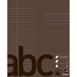 Bantex Skolehfte - 17x21 cm linjeret - 24 linjer - 32 blade - Antracitgr - Ecolabel