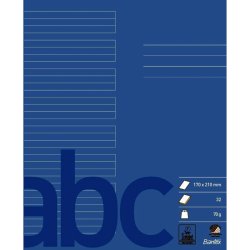 Bantex Skolehfte - 17x21 cm linjeret - 24 linjer - 32 blade - Koboltbl - Ecolabel