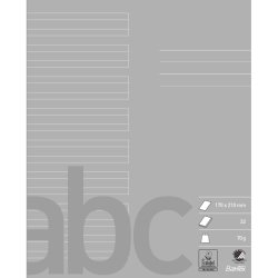 Bantex Skolehfte - 17x21 cm linjeret - 24 linjer - 32 blade - gr - Ecolabel