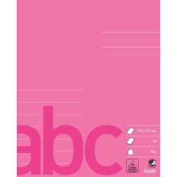 Bantex Skolehfte - 17x21 cm linjeret - 7 linjer - 32 blade - pink - Ecolabel