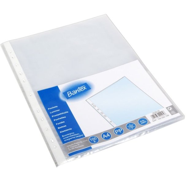 Bantex plastlommer A4 - 40my - glasklar - 100 stk.
