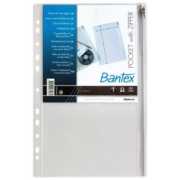 Bantex lynlslomme - A4 - 17,5x30,5cm (indvendigt ml) - Transparent - 10 stk.