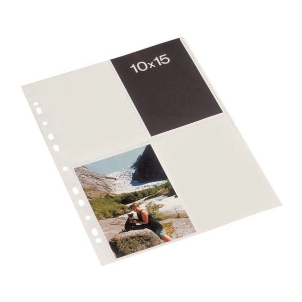 Bantex A4 Fotolomme - 8 stk. 10x15 foto pr. ark - 0,09mm - hjformat - hvid - 10 stk.