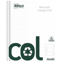 Bantex Kollegieblok - A5 linieret - 70 ark Linjeret sider - Recycled blok med spiralryg