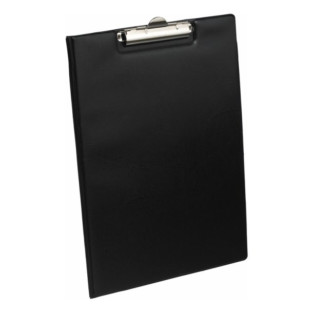 Bantex Clipboard A4 med forside i sort - lomme og penneholder