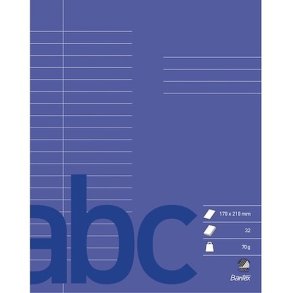 Bantex Skoleh�fte - 17x21 cm linjeret - 20 linjer - 32 blade - M�rk Lilla - Ecolabel