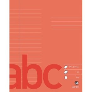 Bantex Skoleh�fte - 17x21 cm linjeret - 20 linjer - 32 blade - r�d - Ecolabel