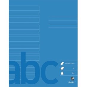 Bantex Skoleh�fte - 17x21 cm linjeret - 24 linjer - 32 blade - Koboltbl� - Ecolabel