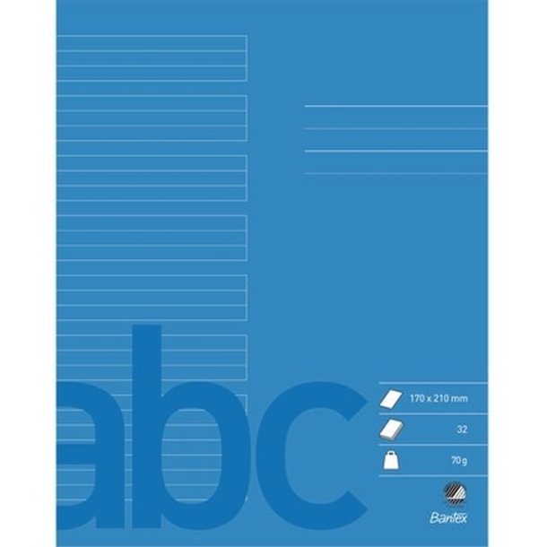 Bantex Skoleh�fte - 17x21 cm linjeret - 24 linjer - 32 blade - Koboltbl� - Ecolabel