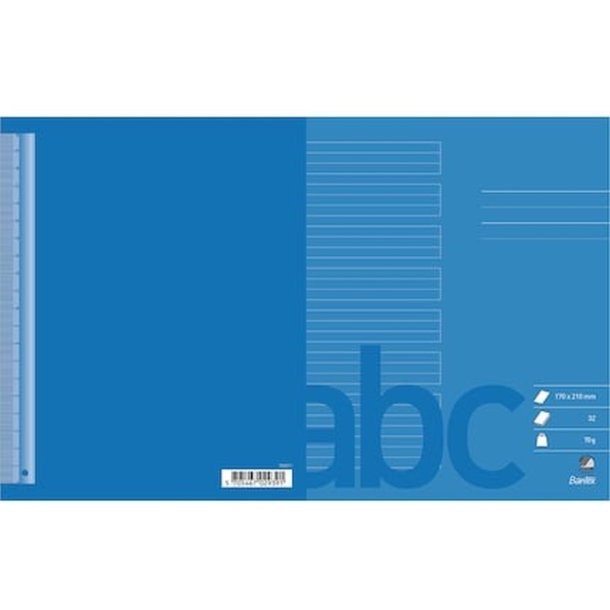 Bantex Skoleh�fte - 17x21 cm linjeret - 24 linjer - 32 blade - Koboltbl� - Ecolabel
