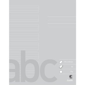 Bantex Skoleh�fte - 17x21 cm linjeret - 24 linjer - 32 blade - gr� - Ecolabel