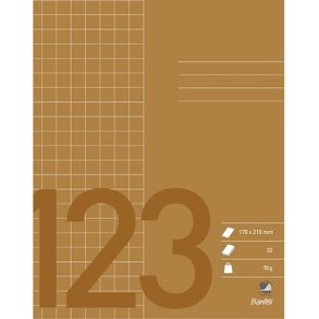 Bantex Skoleh�fte - 17x21 cm ternet - 10x10mm kvadreret - 32 blade - brun - Ecolabel