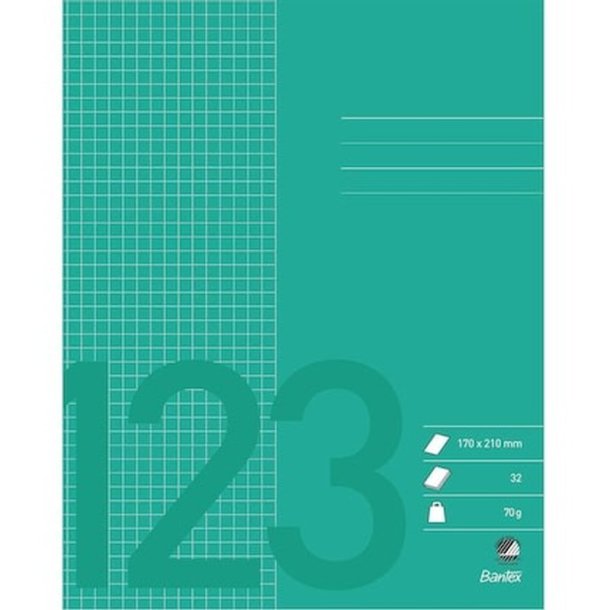 Bantex regneh�fte - 17x21 cm ternet - 5x5mm kvadreret - 32 blade - gr�sgr�n - Ecolabel