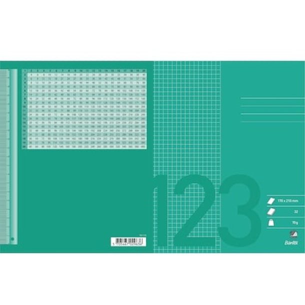 Bantex regneh�fte - 17x21 cm ternet - 5x5mm kvadreret - 32 blade - gr�sgr�n - Ecolabel