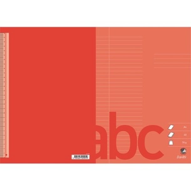 Bantex Skoleh�fte - A4 linjeret - 32 linjer - 40 blade - R�d - Ecolabel