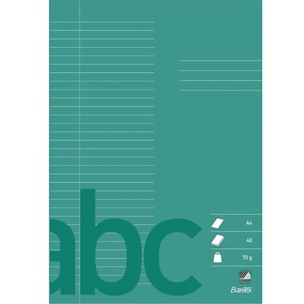 Bantex Skoleh�fte - A4 linjeret - 32 linjer - 40 blade - m�rkegr�n - Ecolabel