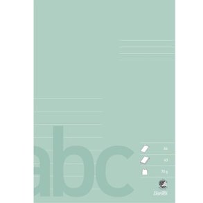 Bantex Skoleh�fte - A4 linjeret - 8 linjer - 40 blade - st�vgr�n - Ecolabel