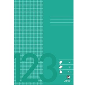 Bantex Skoleh�fte - A4 ternet - 5x5mm kvadreret - 40 blade - gr�sgr�n - Ecolabel