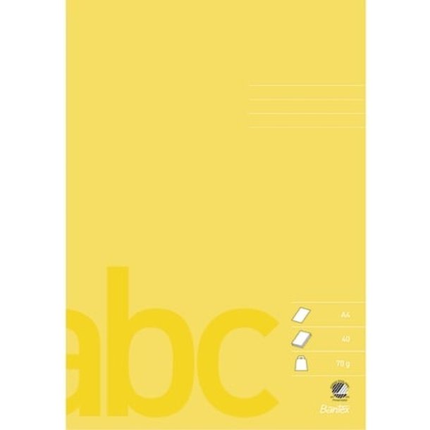 Bantex Skoleh�fte - A4 ulinjeret - Blanke sider - 40 blade - gul - Ecolabel