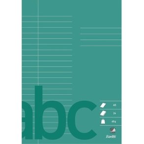 Bantex skoleh�fte - A5 linjeret - 22 linjer - 24 blade - M�rkegr�n - Ecolabel