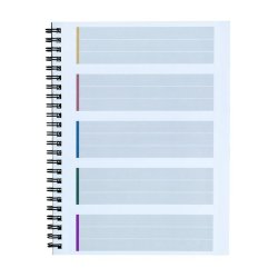 Bantex Kollegieblok - A4 linieret - 75 linjeret sider i 5 farvet index - Blok med spiralryg