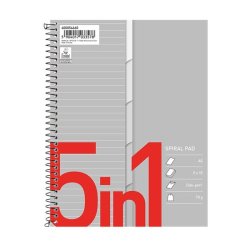 Bantex Kollegieblok - A5 linieret - 75 linjeret sider i 5 farvet index - Blok med spiralryg