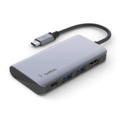 Belkin Hub - USB 3.2 Gen 1 (3.1 Gen 1) Type-C - 100W - 4K Ultra HD - HDMI - Type-A - Type-C