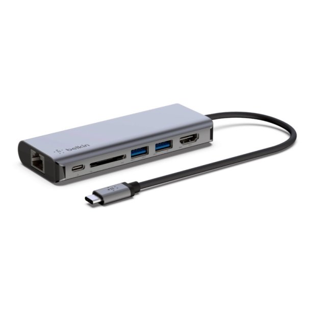 Belkin Hub - USB 3.2 Gen 1 (3.1 Gen 1) Type-C - 100 W - SD - HDMI - RJ-45 - Type-A - Type-C