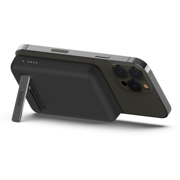 Belkin Powerbank - Boost Charge - 5000 mAh - Trdls opladning - med stand - Sort