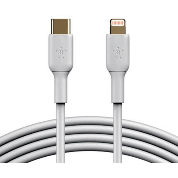 Belkin Lightning kabler - 1 m - USB C - Hanstik - Hanstik - Hvid