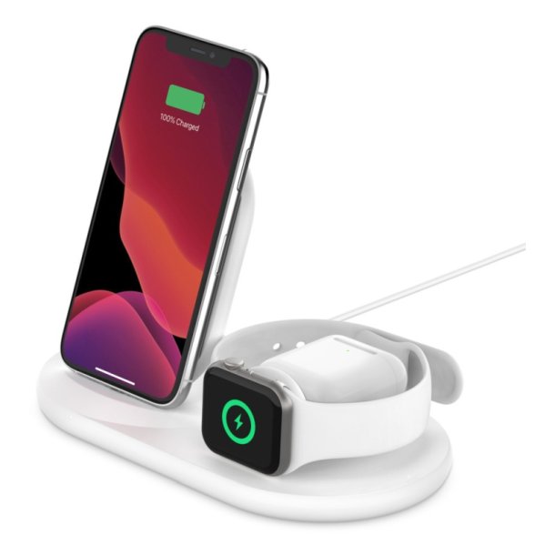 Belkin Trdlse oplader 3-i-1 - Boost Charge - Indendrs - USB - Trdls opladning - Hvid