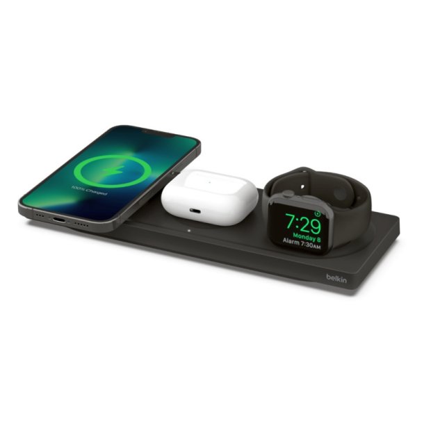 Belkin Trdlse oplader 3-i-1 - Boost Charge Pro - Indendrs - Trdls opladning - Sort