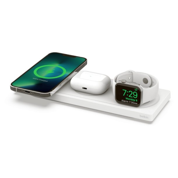 Belkin Trdlse oplader 3-i-1 - Boost Charge Pro - Indendrs - Trdls opladning - Hvid