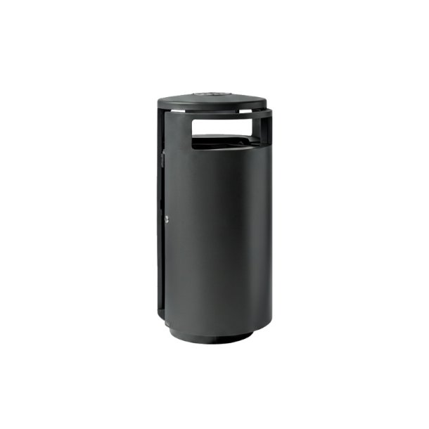 Bica 5075 - 125 liter - udend�rs skraldespand med askeb�ger - sort st�l