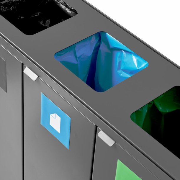 Bica 868 Sorterings skraldespand - 3 x 65 liter - ben/ben/ben - Antracit