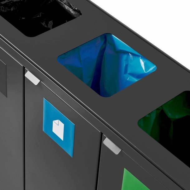 Bica 868 Sorterings skraldespand - 3 x 65 liter - ben/ben/ben - sort