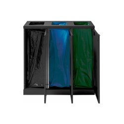 Bica 868 Sorterings skraldespand - 3 x 65 liter - ben/ben/ben - sort