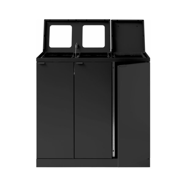 Bica 873 Sorterings skraldespand - 3 x 65 liter - ben/ben/lg - sort