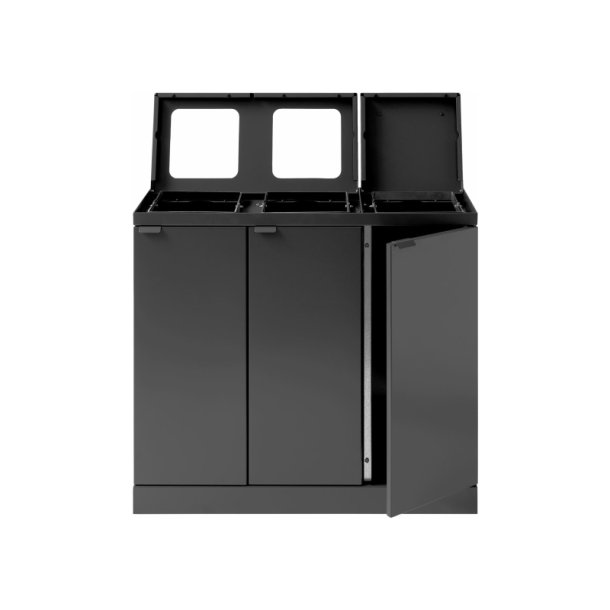 Bica 887 sorterings skraldespand - 3 x 45 Liter - ben/Lg - Antracit