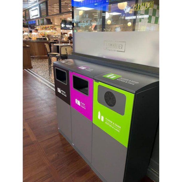 Bica 622 - 1 x 90 Liter Lys Antracit - 2x Flaskeindkast affaldsbeholder