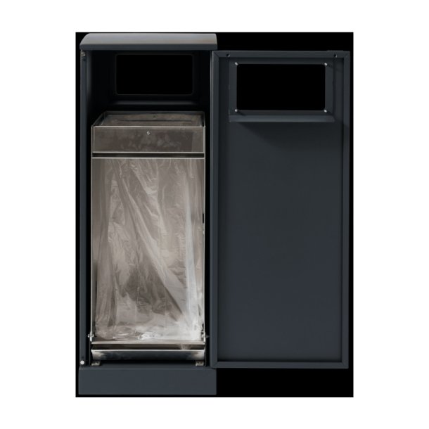 Bica 623 - 1 x 90 Liter Lys Antracit - 2x ben indkast affaldsbeholder