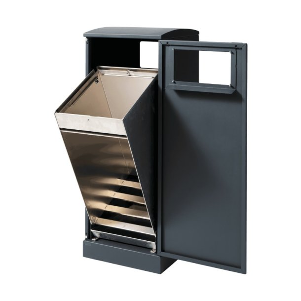 Bica 623 - 1 x 90 Liter Lys Antracit - 2x ben indkast affaldsbeholder