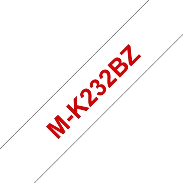Brother M-K232BZ tape - r�d tekst p� hvid - 12mmx8m - Ikke Lamineret