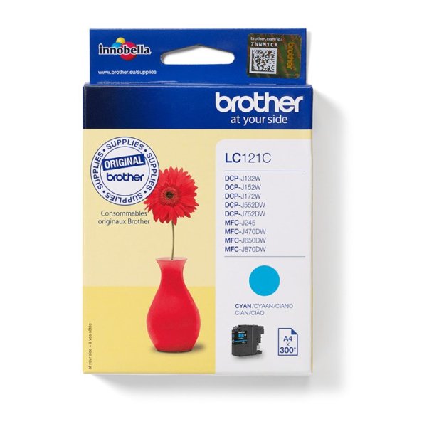 Brother LC121C Original Bl�kpatron Cyan - Standard - 300 Sider