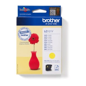 Brother LC121Y Original Bl�kpatron Gul - Standard - 300 Sider