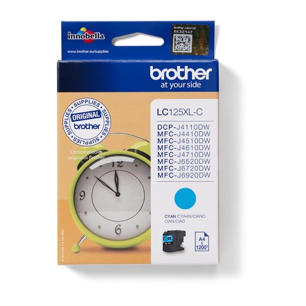 Brother LC125XLC Original Bl�kpatron Cyan - XXL - 1200 Sider