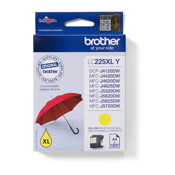 Brother LC225XLY Original Bl�kpatron Gul - XL - 1200 Sider