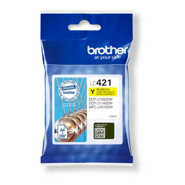 Brother LC421Y Original Bl�kpatron Gul - Standard - 200 Sider